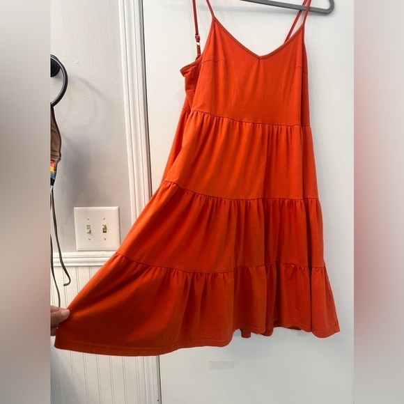 ZJCT ORANGE OMBRÉ MINI DRESS WITH POCKETS COTTON BLEND. SIZE M - Picture 3 of 12